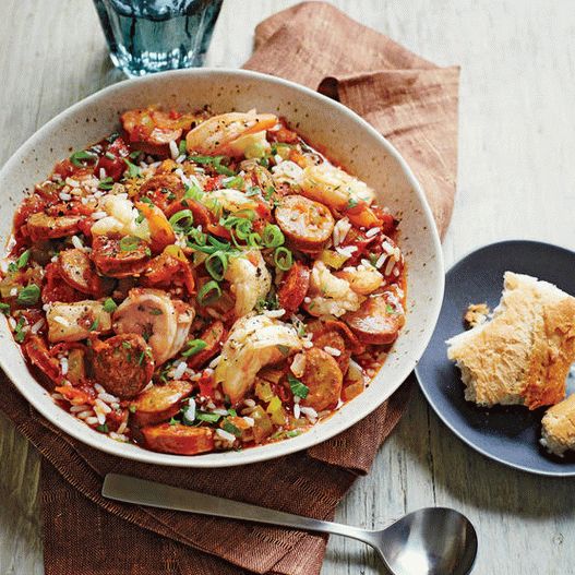 صورة جامبالايا مع الروبيان والنقانق