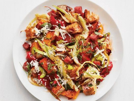 فوتو بانزانيلا مع سلطة اليقطين والسلامي