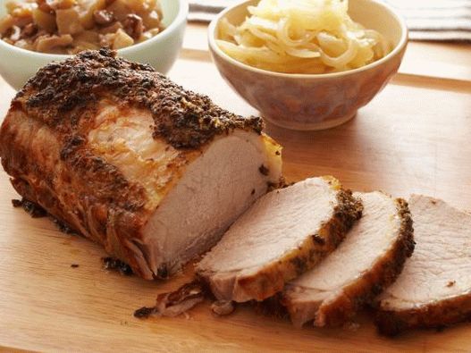 فوتو لحم الخنزير المتن الصور مع عصير التفاح وصلصة التفاح